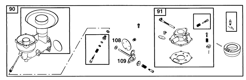 Carburetor Assembly 1 Diagram and Parts List for 252412-0728-XX  Briggs and Stratton Engine